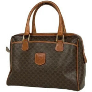 Celine Macadam Handbag Canvas Brown
